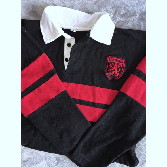 Black/Red Long Sleeve Scotland Polo - Men's S - Picture 7 of 7